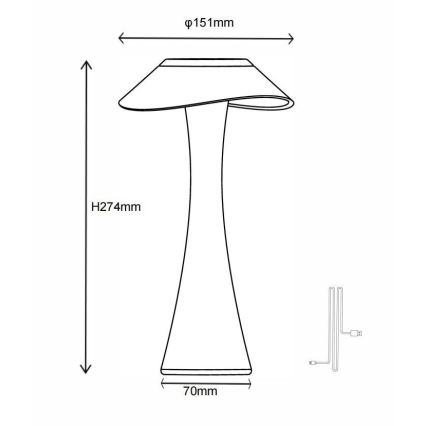 Globo - LED Ljusreglerad uppladdningsbar bordslampa LED/2,5W/3,7V 1200mAh 2700K/4500K/6500K vit