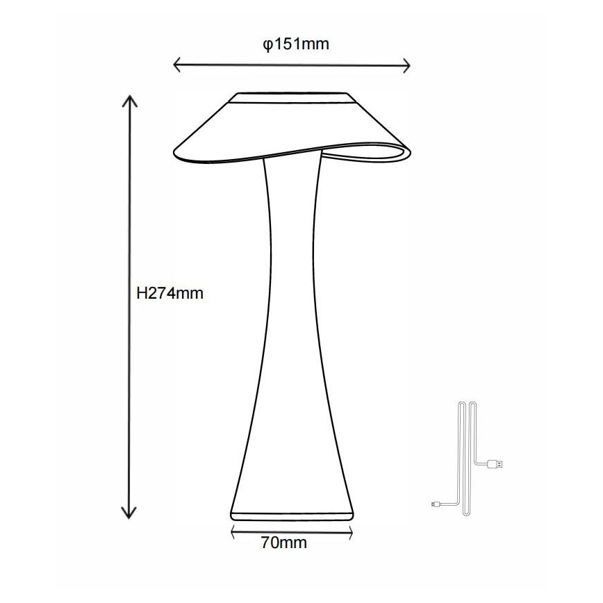 Globo - LED Ljusreglerad uppladdningsbar bordslampa LED/2,5W/3,7V 1200mAh 2700K/4500K/6500K vit