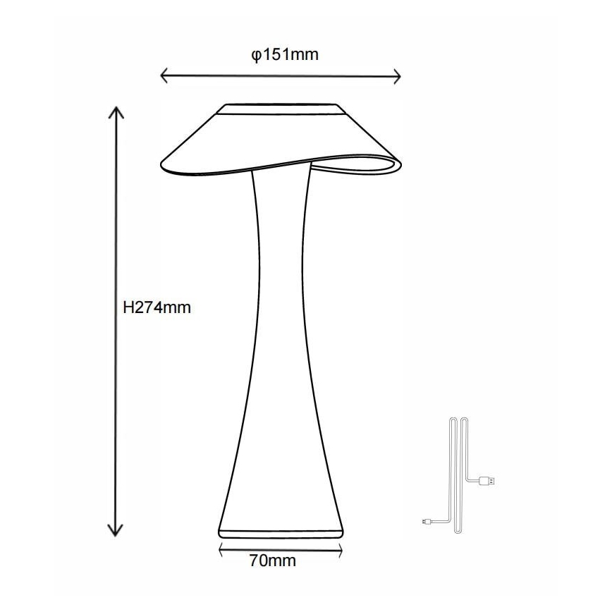 Globo - LED Ljusreglerad uppladdningsbar bordslampa LED/2,5W/3,7V 1200mAh 2700K/4500K/6500K svart