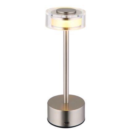 Globo - LED Dimbar uppladdningsbar touch bordslampa LED/2,5W/3,7V 2700/4000/6500K 1800mAh matt krom
