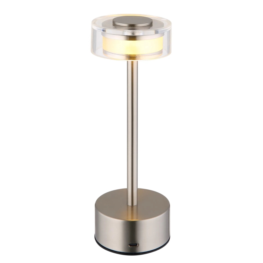 Globo - LED Dimbar uppladdningsbar touch bordslampa LED/2,5W/3,7V 2700/4000/6500K 1800mAh matt krom