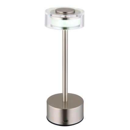 Globo - LED Dimbar uppladdningsbar touch bordslampa LED/2,5W/3,7V 2700/4000/6500K 1800mAh matt krom
