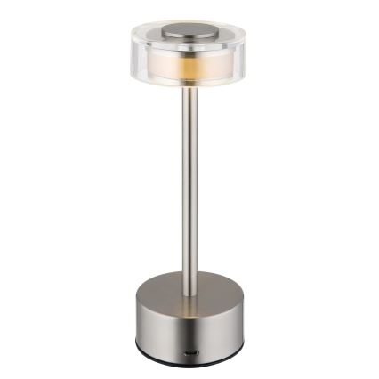 Globo - LED Dimbar uppladdningsbar touch bordslampa LED/2,5W/3,7V 2700/4000/6500K 1800mAh matt krom