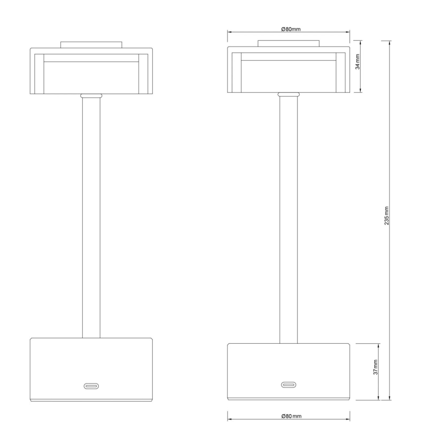 Globo - LED Dimbar uppladdningsbar touch bordslampa LED/2,5W/3,7V 2700/4000/6500K 1800mAh matt krom