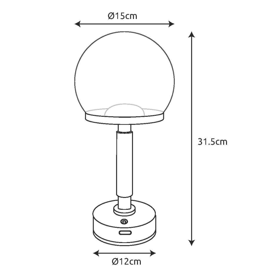 Globo - LED Dimbar uppladdningsbar touch bordslampa LED/2,5W/5V 1800mAh 2700/4000/6500K svart
