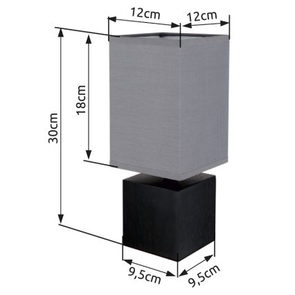 Globo 21628ALU - Bordslampa VALENTINO 1xE27/7W/230V svart/antracit