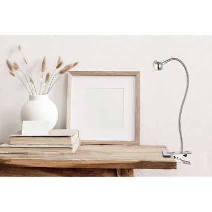 Globo - LED Flexibel läslampa med klämma LED/3W/230V matt krom