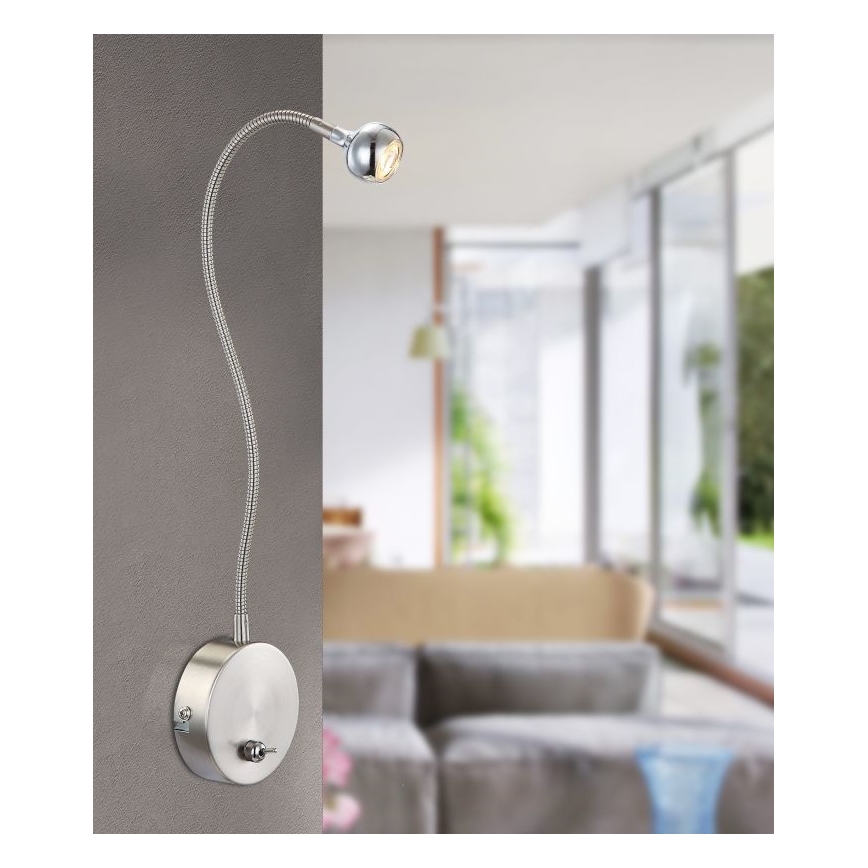 Globo - Flexibel LED-lampa LED/3W/230V polerad krom