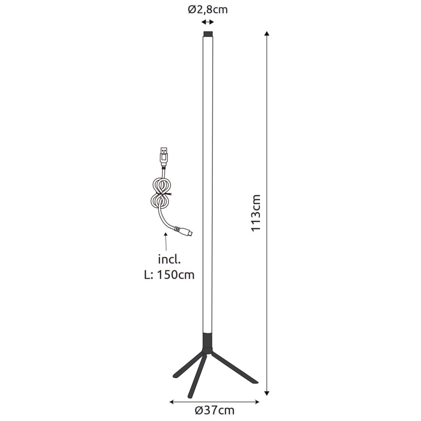 Globo - LED RGB Dimbar golvlampa LED/7W/5V + fjärrkontroll