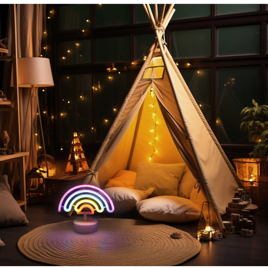 Globo - LED Neon bordslampa LED/2W/3xAA regnbåge