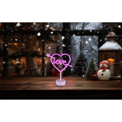 Globo - LED Neonbordslampa LED/2W/3xAA hjärta