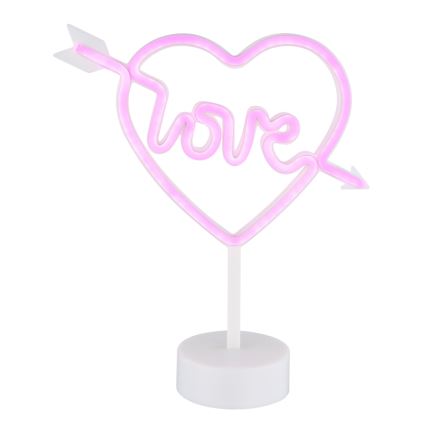 Globo - LED Neonbordslampa LED/2W/3xAA hjärta
