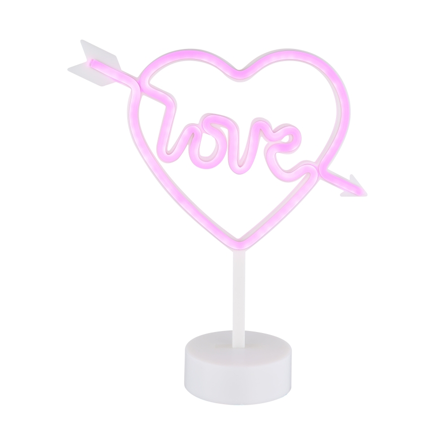 Globo - LED Neonbordslampa LED/2W/3xAA hjärta