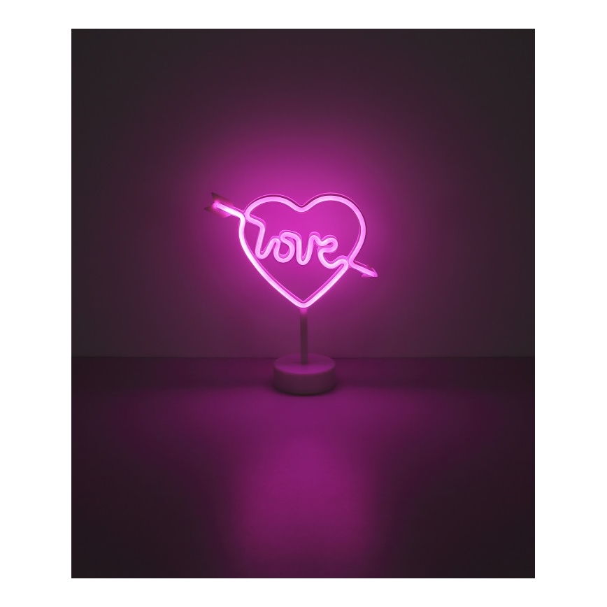 Globo - LED Neonbordslampa LED/2W/3xAA hjärta