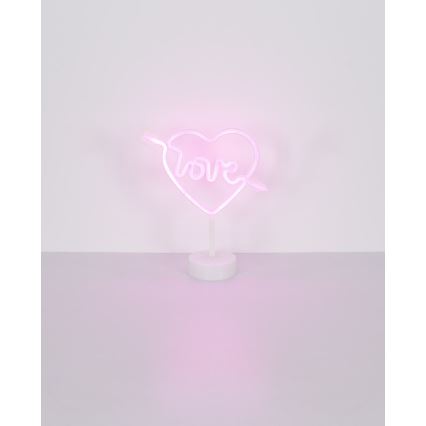 Globo - LED Neonbordslampa LED/2W/3xAA hjärta