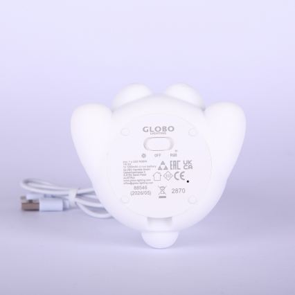 Globo - LED RGBW dimbar uppladdningsbar nattlampa för barn LED/1W/5V 1200 mAh björn
