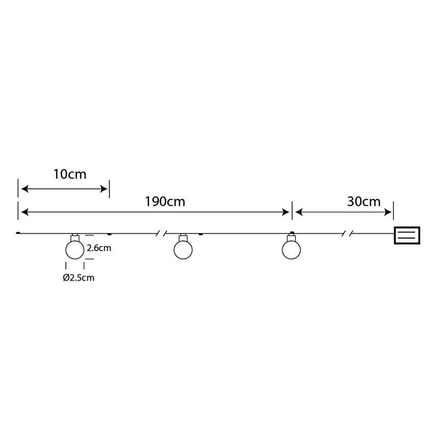 Globo - LED-ljusslinga 20 x LED / 2 x AA, 2,2 m varmvit