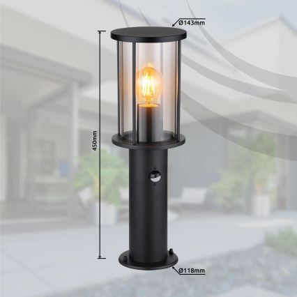Globo - Lampa med sensor för utomhusbruk 1xE27/60W/230V IP54 45cm