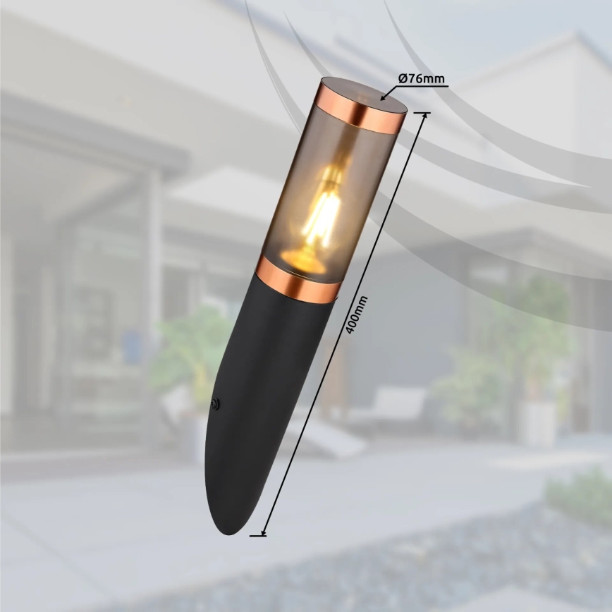 Globo - Vägglampa för utomhusbruk 1xE27/23W/230V IP44 svart/koppar