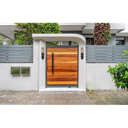 Globo - Utomhus vägglampa med sensor 1xE27/15W/230V IP44 svart/koppar