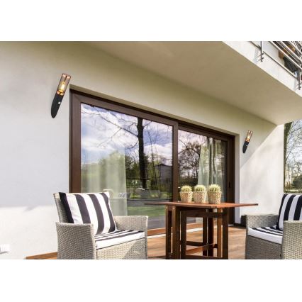 Globo - Utomhus vägglampa med sensor 1xE27/15W/230V IP44 svart/koppar