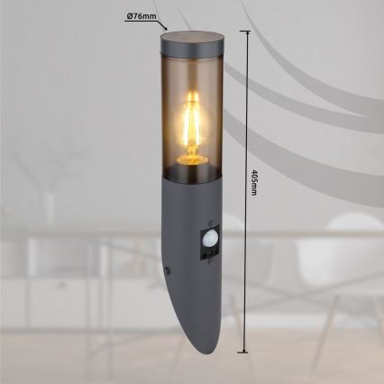 Globo - Utomhus vägglampa med sensor 1xE27/15W/230V IP44