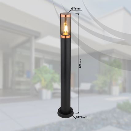 Globo - Utomhuslampa 1xE27/23W/230V IP44 80 cm svart/koppar