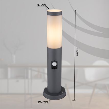 Globo - Utomhuslampa med rörelsesensor 1xE27/15W/230V 45 cm IP44