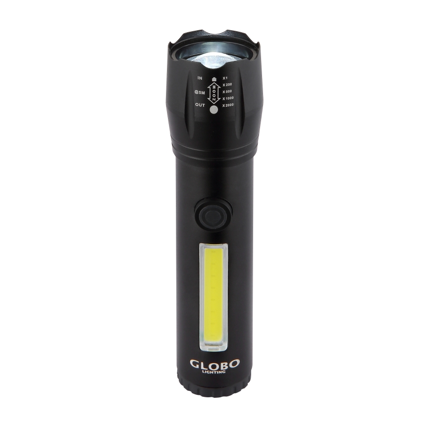 Globo - LED uppladdningsbar ficklampa LED/3W/5V + COB/3W 5500K 1200 mAh