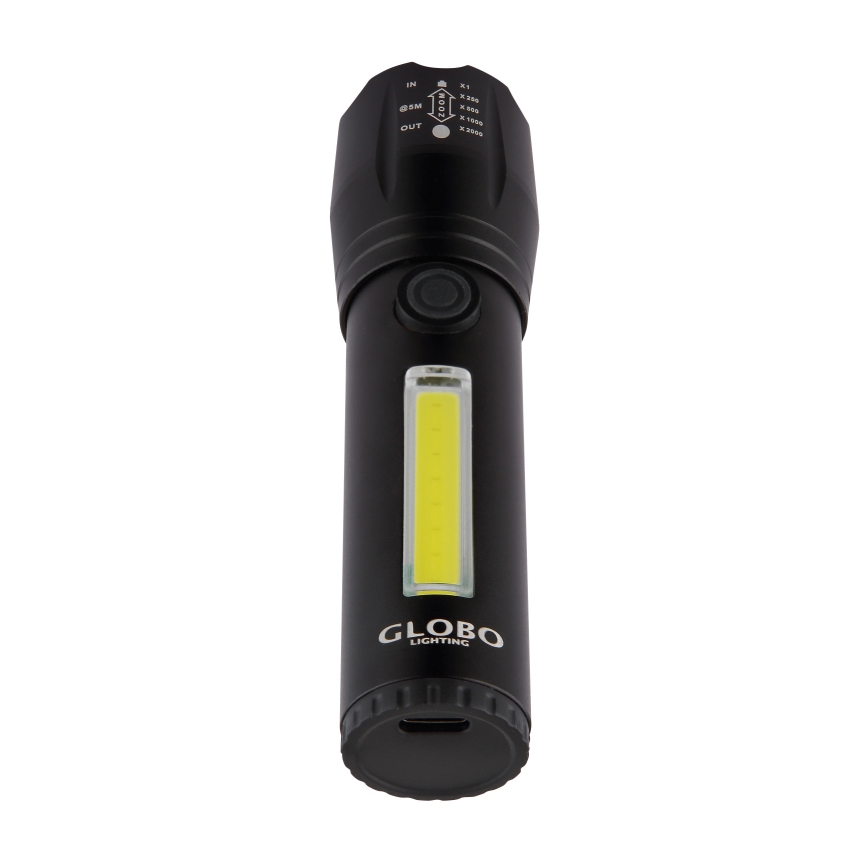 Globo - LED uppladdningsbar ficklampa LED/3W/5V + COB/3W 5500K 1200 mAh