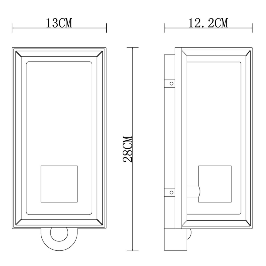 Globo - Utomhus vägglampa med sensor 1xE27/60W/230V IP44 svart