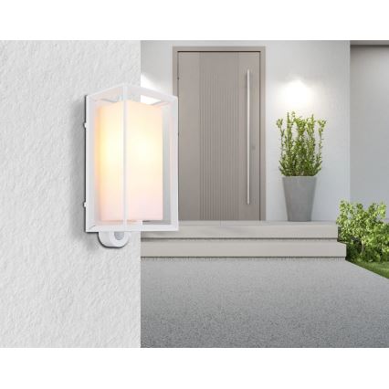 Globo - Utomhus vägglampa med sensor 1xE27/60W/230V IP44 vit