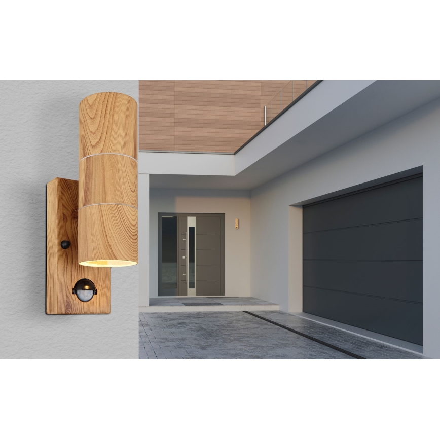 Globo - Utomhus vägglampa med sensor 2xGU10/35W/230V IP44