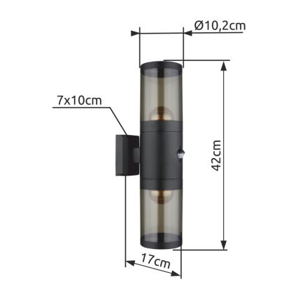 Globo - Vägglampa för utomhusbruk 2xE27/60W/230V IP44