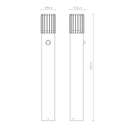 Globo - Utomhuslampa med sensor, 1 x E27-sockel, 15 W/230 V, IP54, 65 cm