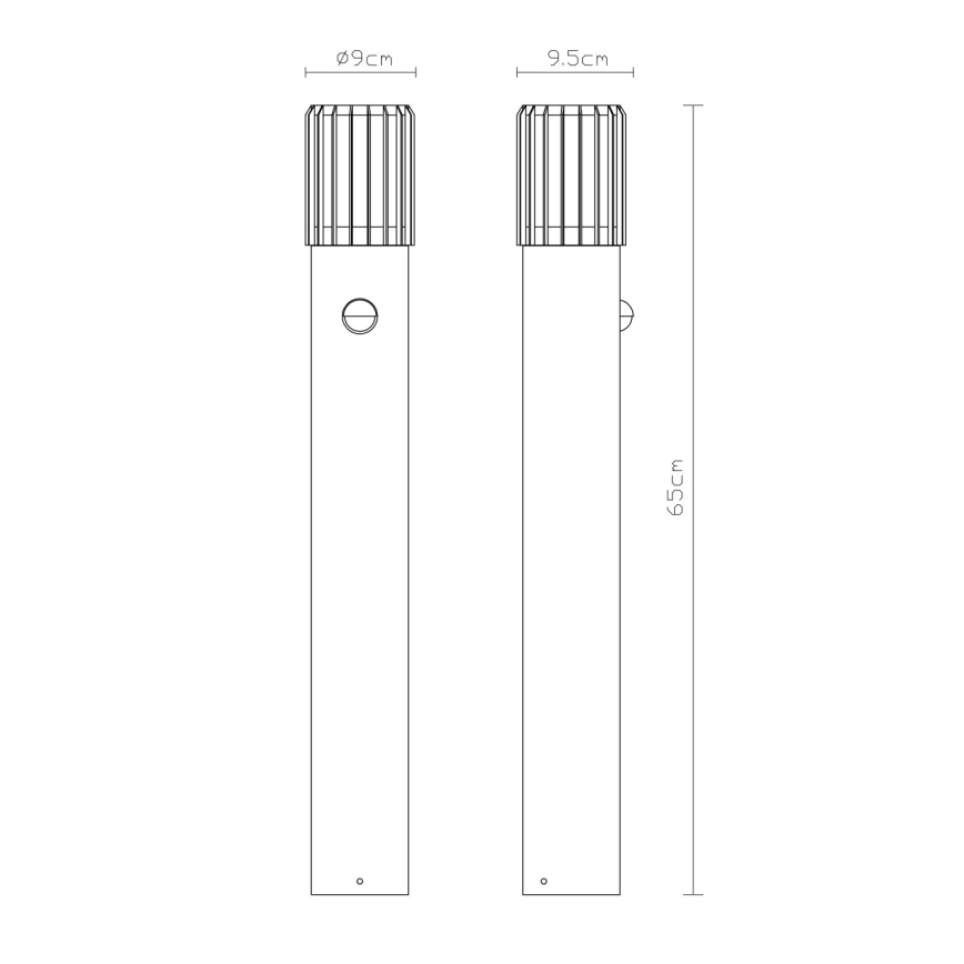 Globo - Utomhuslampa med sensor, 1 x E27-sockel, 15 W/230 V, IP54, 65 cm