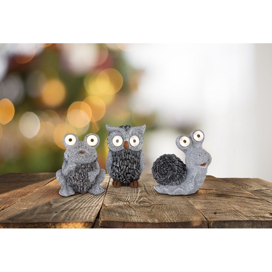 Globo - LED solcellslampa 2xLED/0,06W/3V IP44 uggla