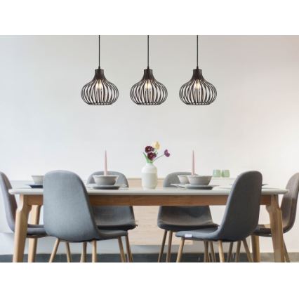 Globo - Ljuskrona med textilsladd 3xE27/40W/230V