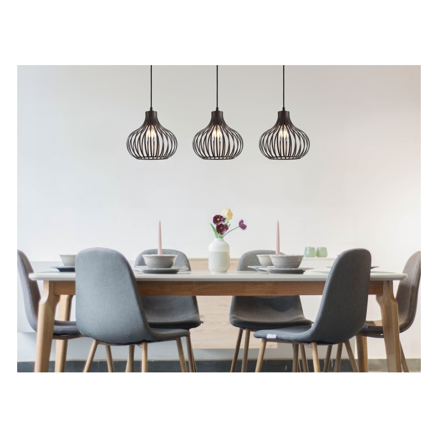 Globo - Ljuskrona med textilsladd 3xE27/40W/230V