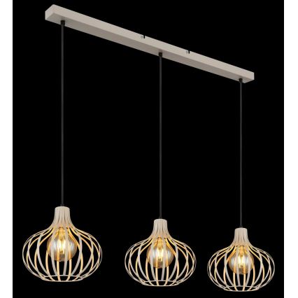 Globo - Takpendel på kabel, 3 x E27, 40 W, 230 V, beige