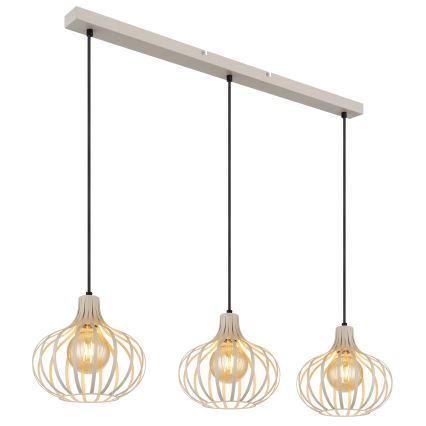 Globo - Takpendel på kabel, 3 x E27, 40 W, 230 V, beige