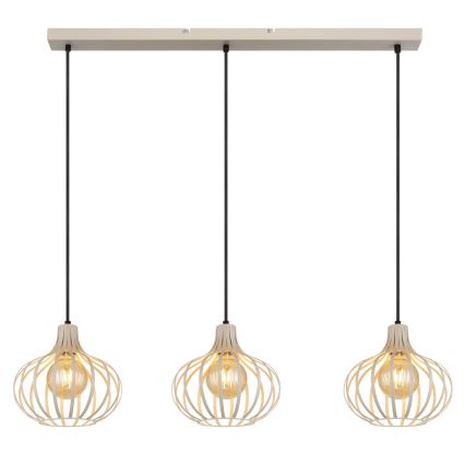 Globo - Takpendel på kabel, 3 x E27, 40 W, 230 V, beige