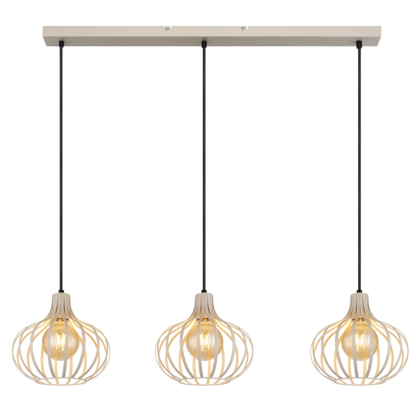 Globo - Takpendel på kabel, 3 x E27, 40 W, 230 V, beige