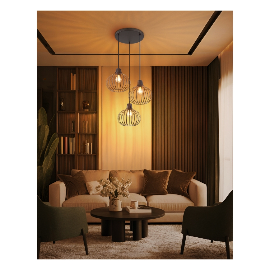 Globo - Pendellampa med vajer 3xE27/40W/230V