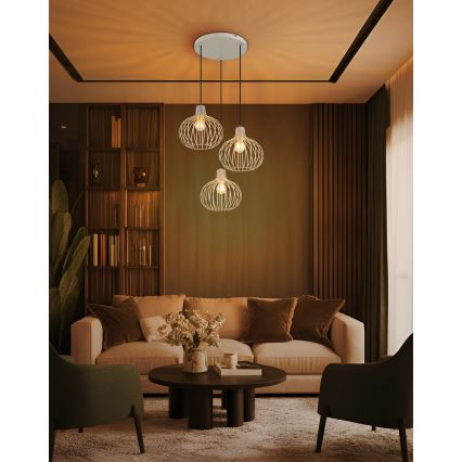 Globo - Takpendel med kabel 3xE27/40W/230V beige