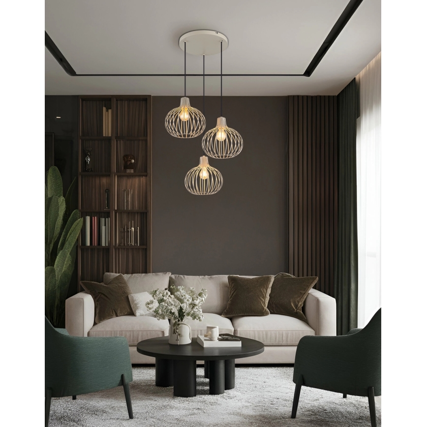 Globo - Takpendel med kabel 3xE27/40W/230V beige