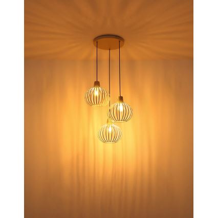 Globo - Takpendel med kabel 3xE27/40W/230V beige