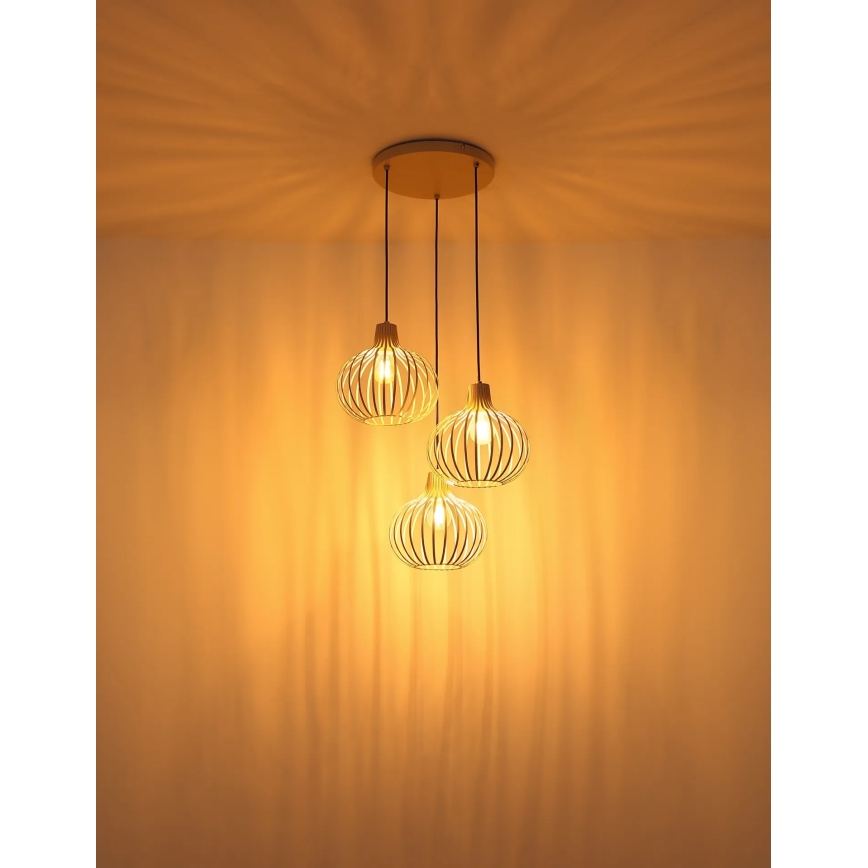 Globo - Takpendel med kabel 3xE27/40W/230V beige