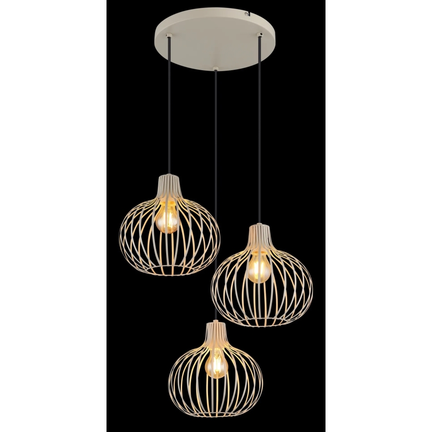 Globo - Takpendel med kabel 3xE27/40W/230V beige