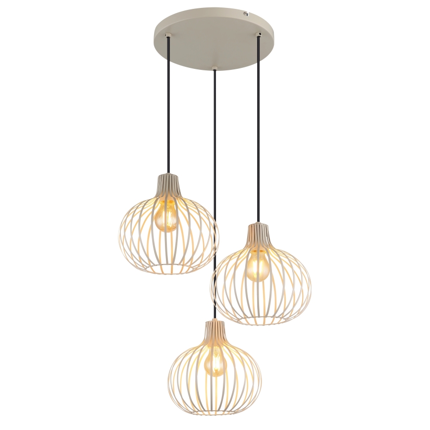 Globo - Takpendel med kabel 3xE27/40W/230V beige